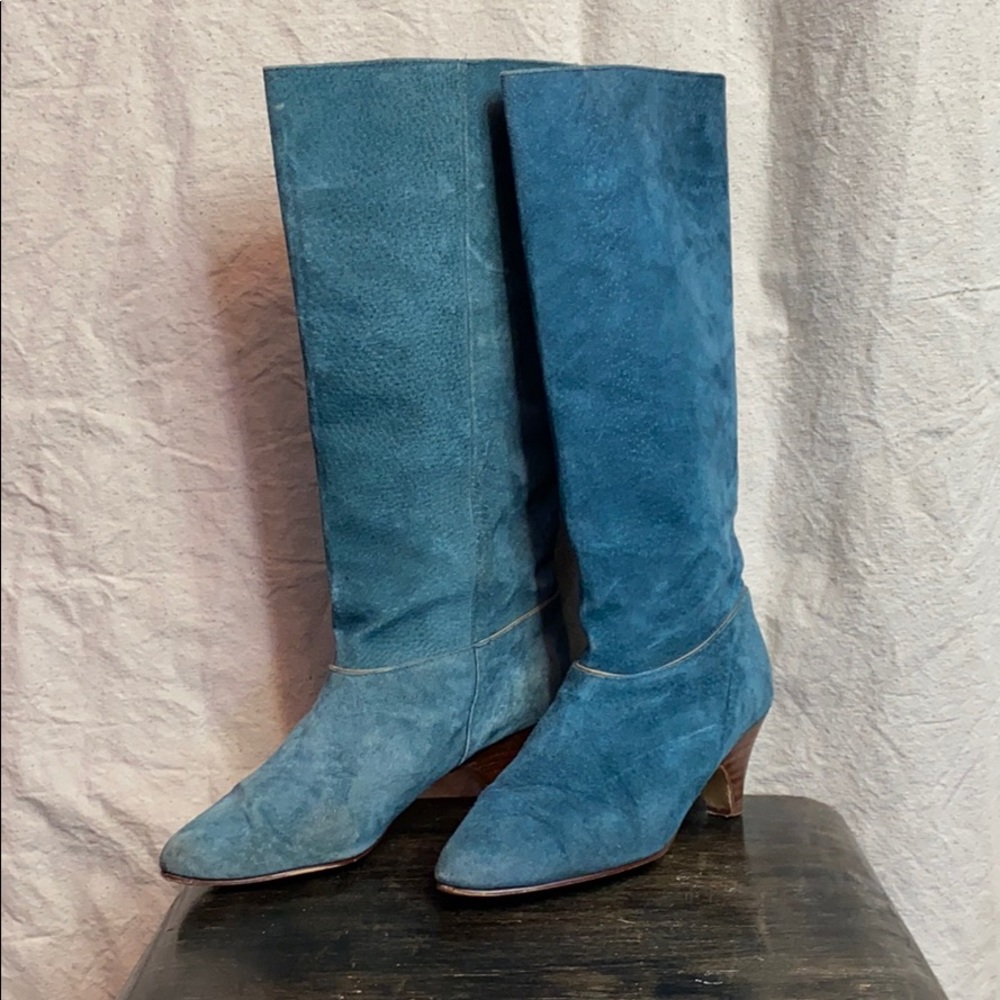 Suede kitten heel knee high boot